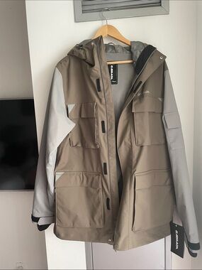 Men's Two-Tone Military Field Jacket - Olive & Light Gray
